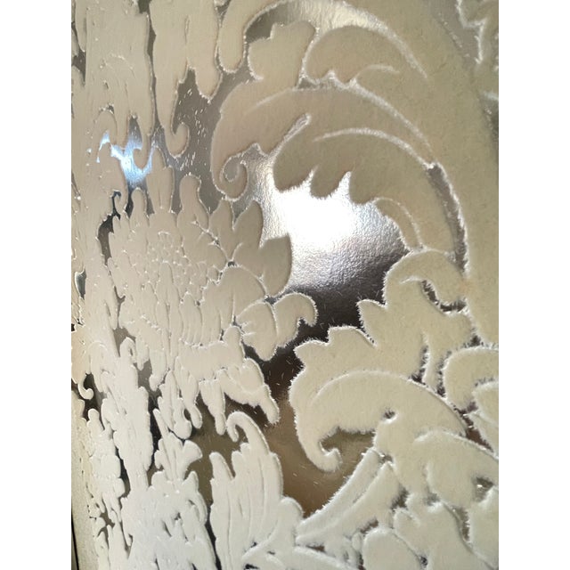 Cole & Son Damask White Lifford Flock on Silver Foil Wallpaper For Sale - Image 11 of 18