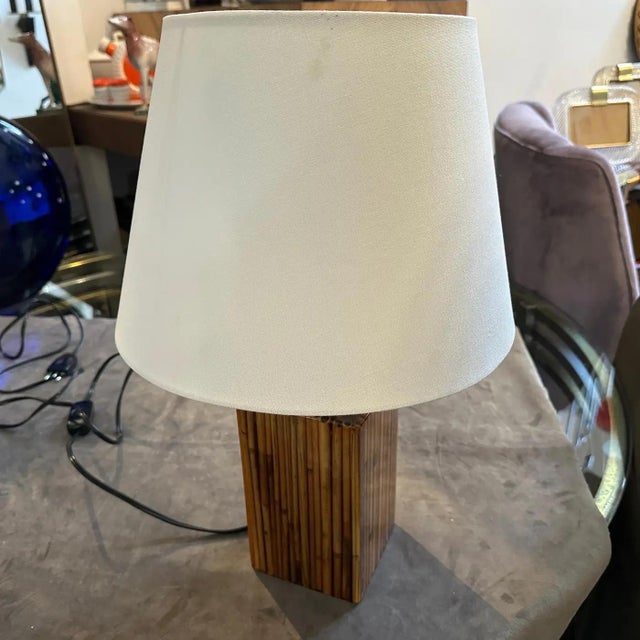 1960s 1960s Mid-Century Modern Riccardo Marzi Bamboo Resin Italian Table Lamp For Sale - Image 5 of 11
