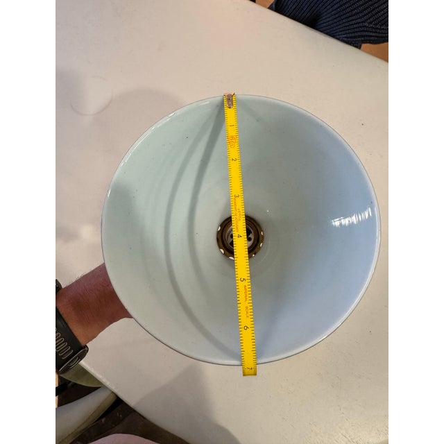 Dark Green Vintage Green Glass Pendant Light With Brass Socket For Sale - Image 8 of 9