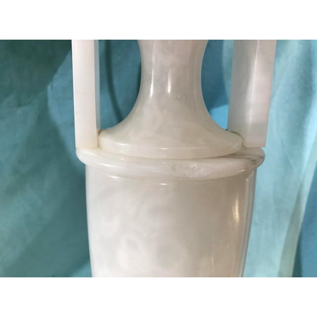 Mid-Century White Urn Amphora Regency Alabaster Table Lamp For Sale - Image 4 of 9