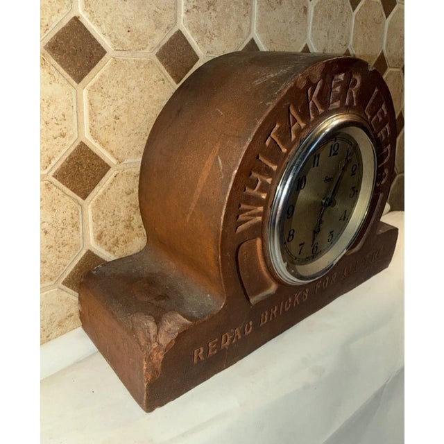 Antique English Advertising Desk or Mantel Clock - Whitaker Leeds Bricks For Sale - Image 4 of 12
