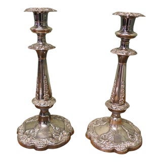 19th Century Silver Plated Candlesticks, Set of 2 For Sale