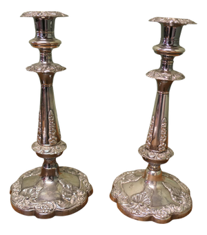 19th Century Silver Plated Candlesticks, Set of 2