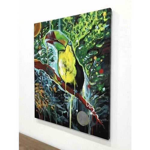 Toucan - 2013 - 50x35cm - Acrylic and Posca colors on canvas - 2013. Unframed: the edges of the canvas are painted. Signed...