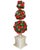 Beautiful Italian Capodimonte green topiary with three spheres with bright red flowers atop a pedestal base standing 18"...
