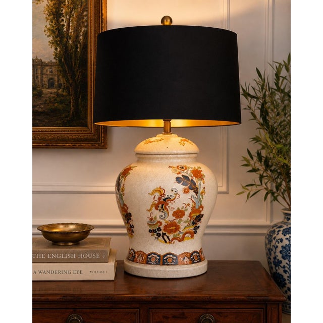 Chinoiserie Large Vintage Chinoiserie Crackle Glaze Ginger Jar Table Lamp For Sale - Image 3 of 4