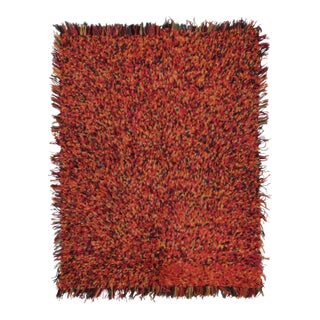Vintage Turkish Tulu Shag Rug in Orange Tones - Rug & Kilim For Sale