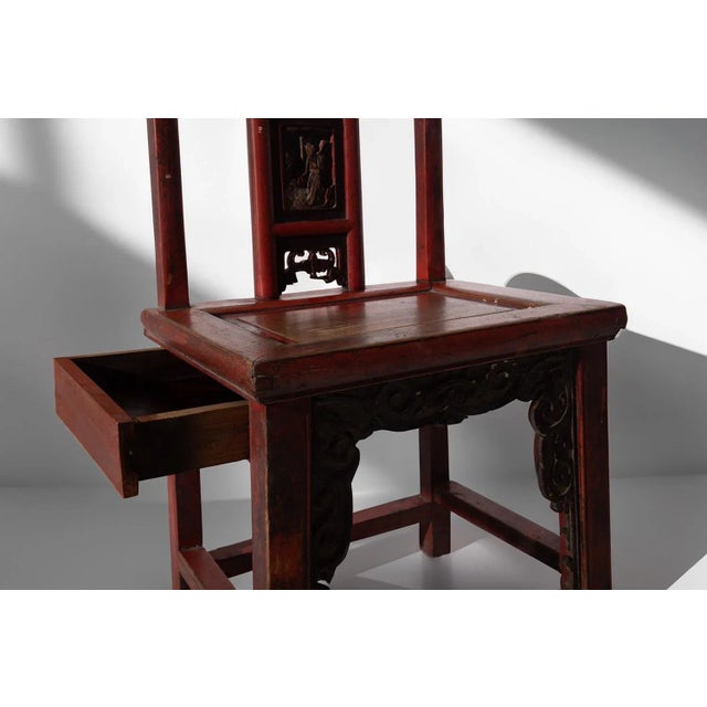 Late 19th Century Traditional Qing Style Chair with Hidden Drawer, 1700s For Sale - Image 5 of 9