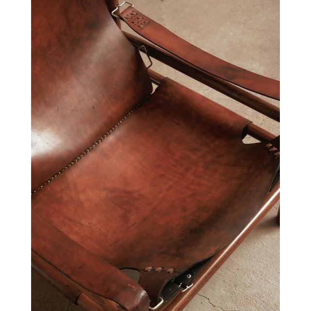 Buffalo Leather Safari Chair in the style of Arne Norell, 1970 For Sale - Image 4 of 5