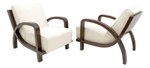 Set of Italian Art Deco Bouclè and Walnut Chaise Longues, 1930s