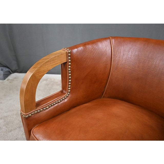 Vintage Art Deco Chairs in Walnut and Leather, 1940, Set of 4 For Sale - Image 18 of 18