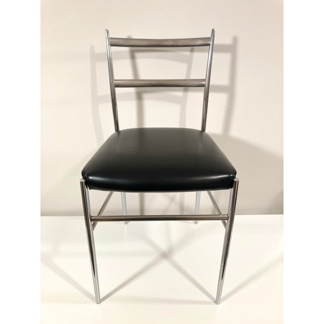 Vintage chrome chair for Otto Gerdau in the style of Gio Ponti's iconic 699 Superleggara chair. Likely imported from Italy...