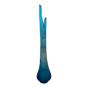 Mid 20th Century L E Smith Nubby Butt Blue Glass Simplicity Floor Vase