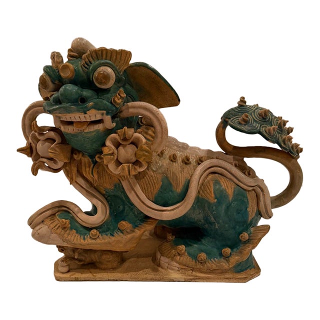 Ceramic Asian Foo Dog Sculpture For Sale