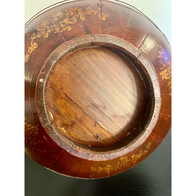 Cinnamon Antique Chinese Wedding Basket / Lidded Carrying Basket – Circa 1890–1915 – Not a Modern Reproduction For Sale - Image 8 of 9
