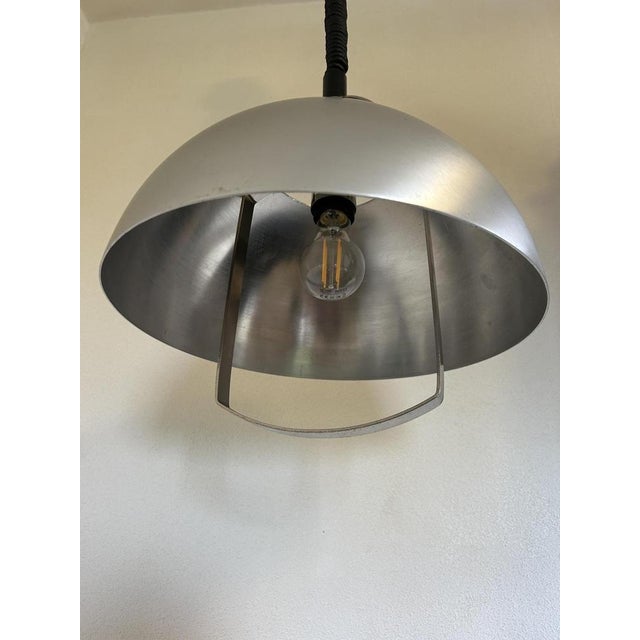Up and Down Pendant in Brushed Metal, 1970s For Sale - Image 11 of 13