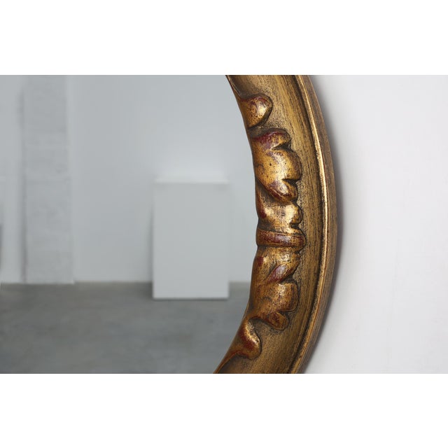 Art Deco Oval Gilt Oak Mirror, Belgium, 1920s For Sale - Image 9 of 11
