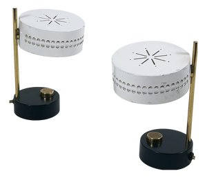 Mid-Century Modern Adjustable Bedside Table Lamps, 1950s, Set of 2