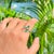 Nature-Inspired 14k Gold Motif Emerald Diamond Contemporary Ring Size 6 For Sale - Image 10 of 16