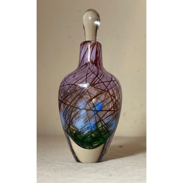 Up for sale is a nice quality original hand blown Michael Nourot art glass perfume bottle made in 1981. The body is blown...