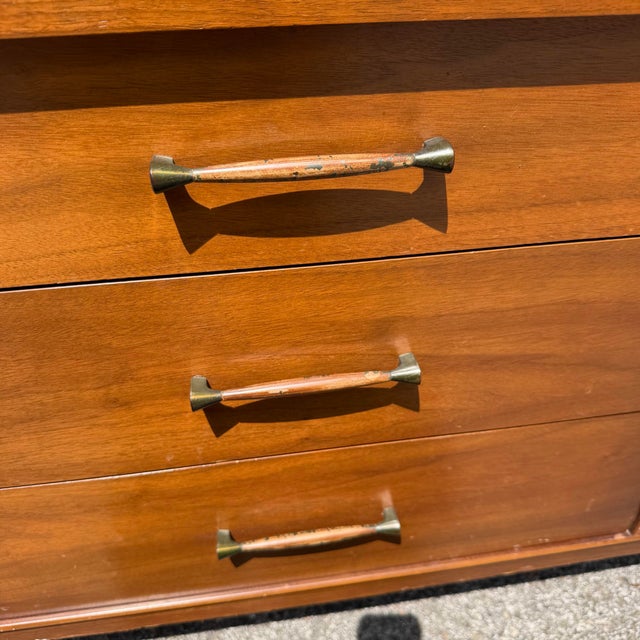 Mid 20th Century Mid 20th Century Walnut Hutch China Cabinet With Rosewood Pulls in Style of Kent Coffey Perspecta For Sale - Image 5 of 11