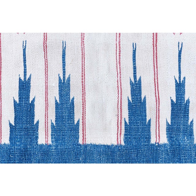 1940s Doris Leslie Blau Mid-Century Indian Dhurrie White Flatweave Cotton Rug For Sale - Image 5 of 8
