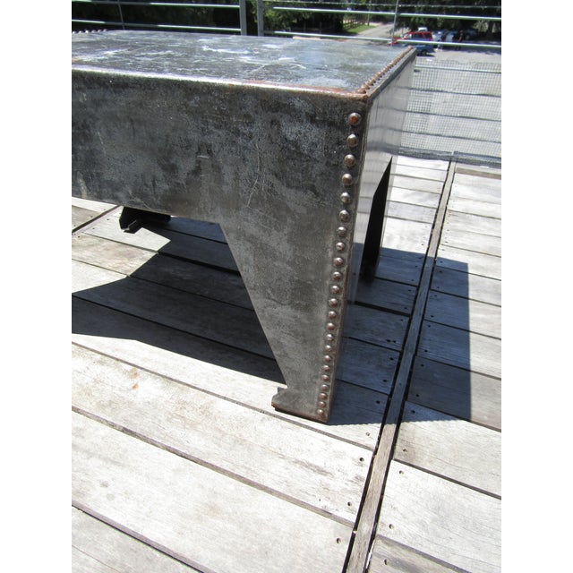 Industrial Steel Water Tank Coffee Patio Table 1900s Steam Punk For Sale - Image 4 of 5