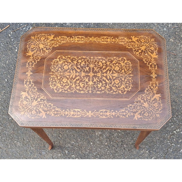 Mid 20th Century Mid 20th Century Satinwood Inlaid and Marquetry Mahogany Side Table For Sale - Image 5 of 7