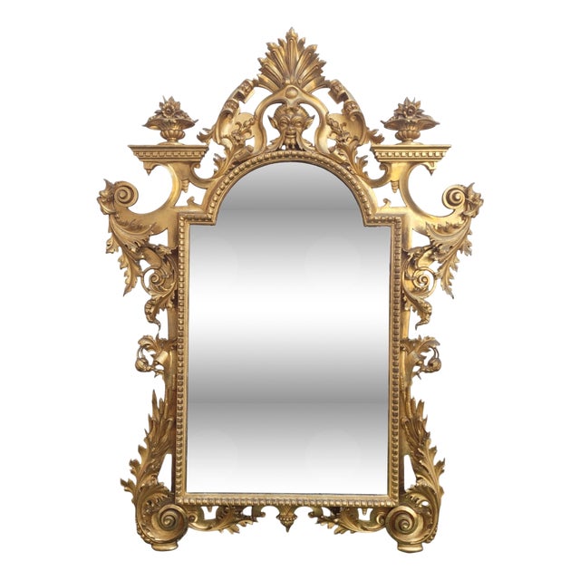 Large Mirror in Golden Wood, Tuscany, Mid-19th Century For Sale