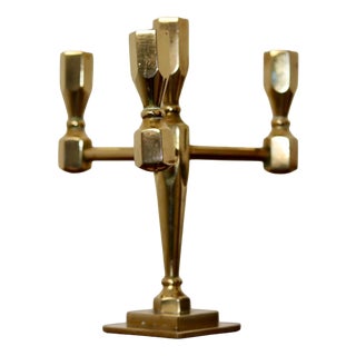Swedish Four-Arm Brass Candleholder from Gusum For Sale