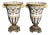 Pair of Hand-Painted Italian Faience Urns With Gilt Bronze Bases - Signed For Sale