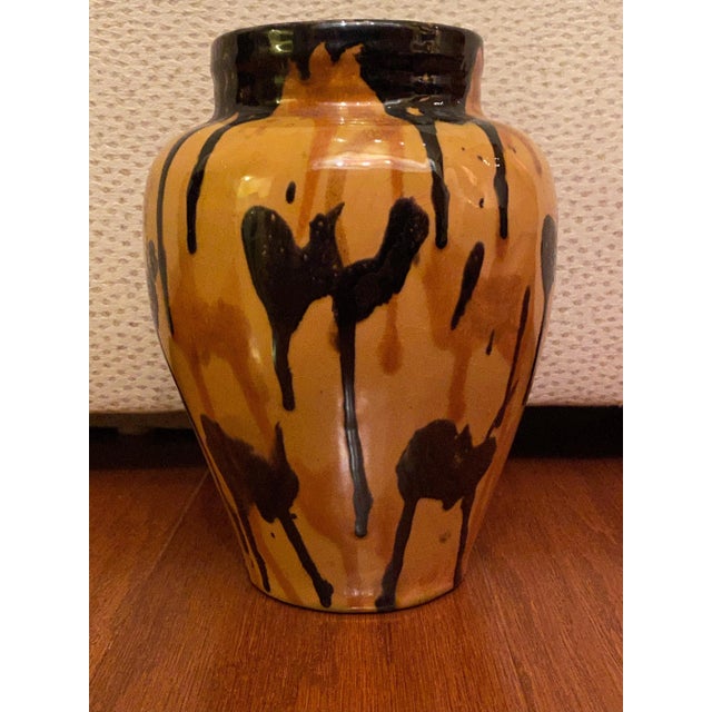 Vintage 1970s Brena Oaxaca Mexico Deco Tricolor Drip Glaze Vase For Sale In Baltimore - Image 6 of 10