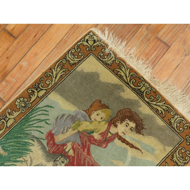 Persian Women Tabriz Pictorial Mat rug no. r5059 For Sale - Image 4 of 4