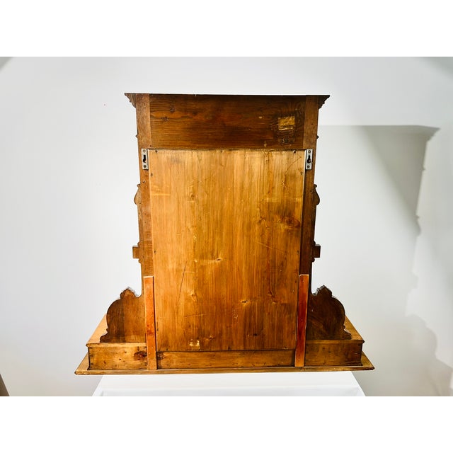 Art Nouveau French Walnut-Colored Wall-Mounted Dressing Table with Mirror, 1900 For Sale - Image 15 of 17
