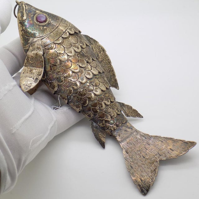 This imposing vintage articulated sculpture depicts a large fish, handcrafted in portugal during the 1940s/1950s. Made...