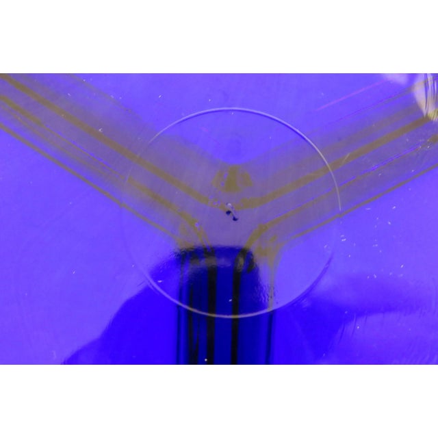 Cobalt Blue Glass Relish Dish Round 3 Compartment Sectioned Serving Bowl 4907b For Sale In Miami - Image 6 of 12