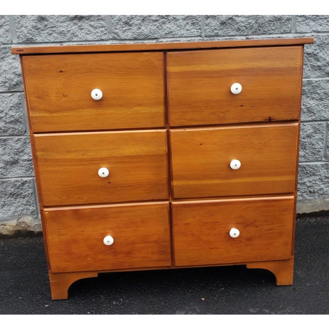 Early 20th Refinished Solid Pine 6-Drawer Side Cabinet Chest, Circa 1920s For Sale - Image 4 of 9