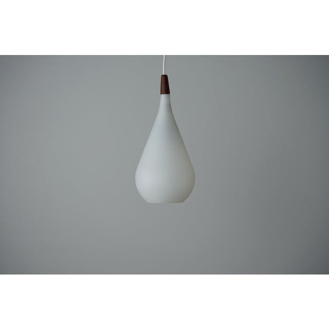 Mid-Century Modern Danish Hanging Lamp in Opal Glass and Teak, 1960s For Sale - Image 13 of 13