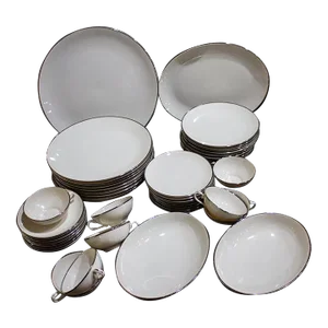 Franciscan China Masterpiece Pattern White Platinum Trim - 44 Pcs