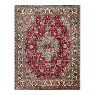 1960s Old Persian Tabriz Area Rug 10’9″ X 13’10” For Sale