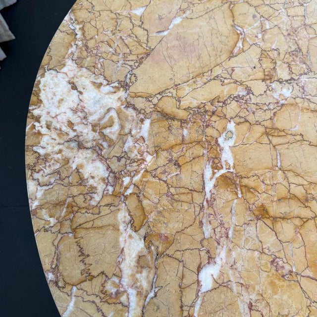 1930s Art Deco Blush Pink Marble Pedestal Bistro Dining Table For Sale - Image 9 of 10