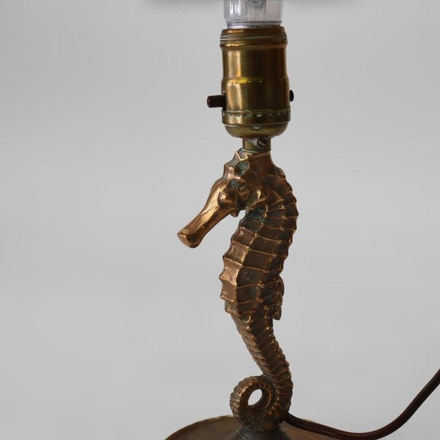 Pair of Antique Oscar Bach Inspired Arts & Crafts Bronze Figural Seahorses C1920 For Sale - Image 6 of 7