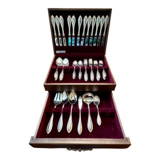Late 20th Century Oneida Arbor American Harmony Stainless Flatware Set Service for 12 Chest - 65 pcs For Sale