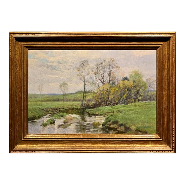 Olive Parker Black "Trout Stream" Original 1910s East Coast Impressionist Oil Painting For Sale