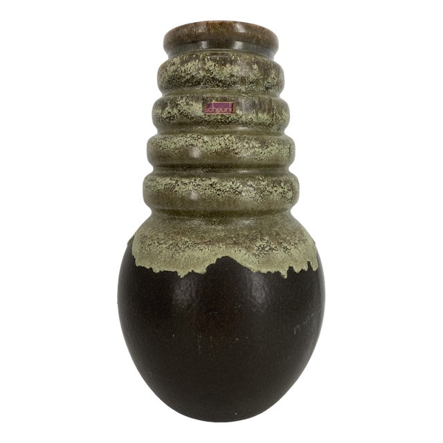 Large Fat Lava Flower Vase from Scheurich, West Germany, 1960s For Sale