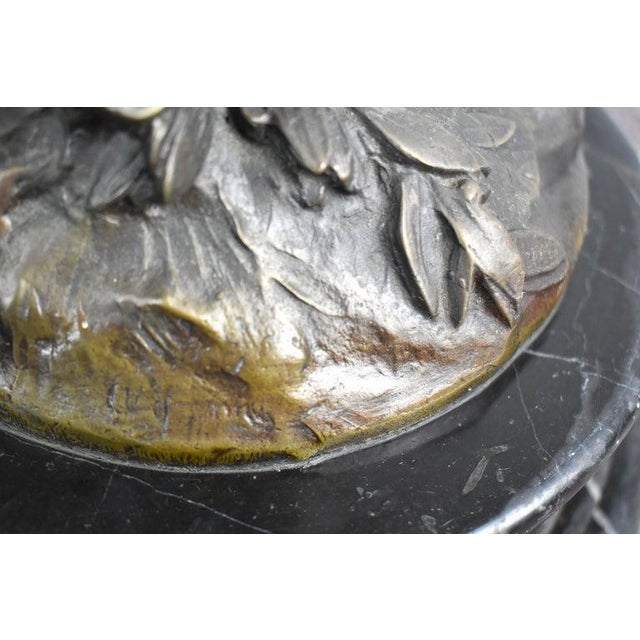 Bronze Cupid Statue on Marble Base For Sale - Image 4 of 5