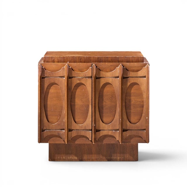 Wood Tobago Brutalist Mid Century Walnut Nightstands - Pair For Sale - Image 7 of 11