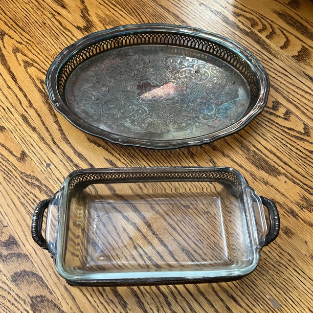 Silver 1960s Silverplate Tray & Serving Dish Set- 2 Pieces For Sale - Image 8 of 8