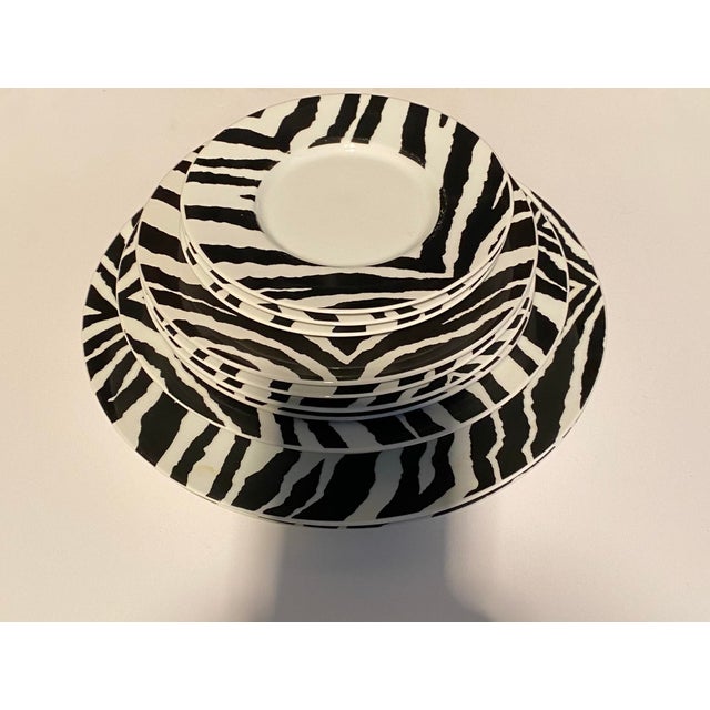 1990s Sasaki Morocco White Zebra Dinnerware Set of 10 Chairish