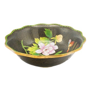 1920s Art Deco Antique Decorative Bowl, Japanese, Cloisonne, Bonbon, Grape Dish For Sale